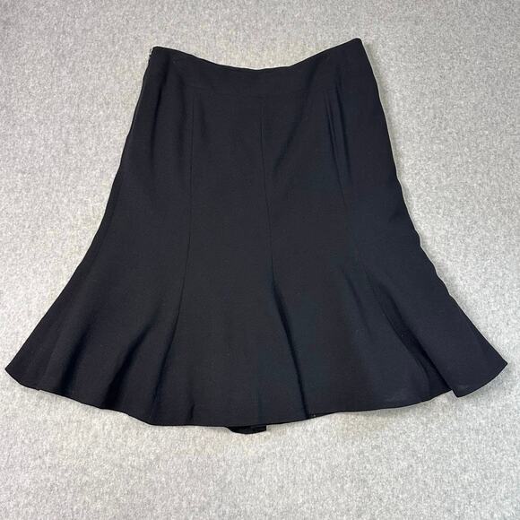 Albert Nipon Trumpet Skirt 100% Wool WMNS 12 Black Hidden Zip Lined Knee Length - Picture 2 of 7